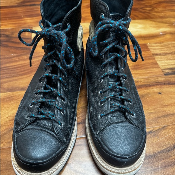 Black Leather Converse High-Top Sneaker Boots - Picture 1 of 11